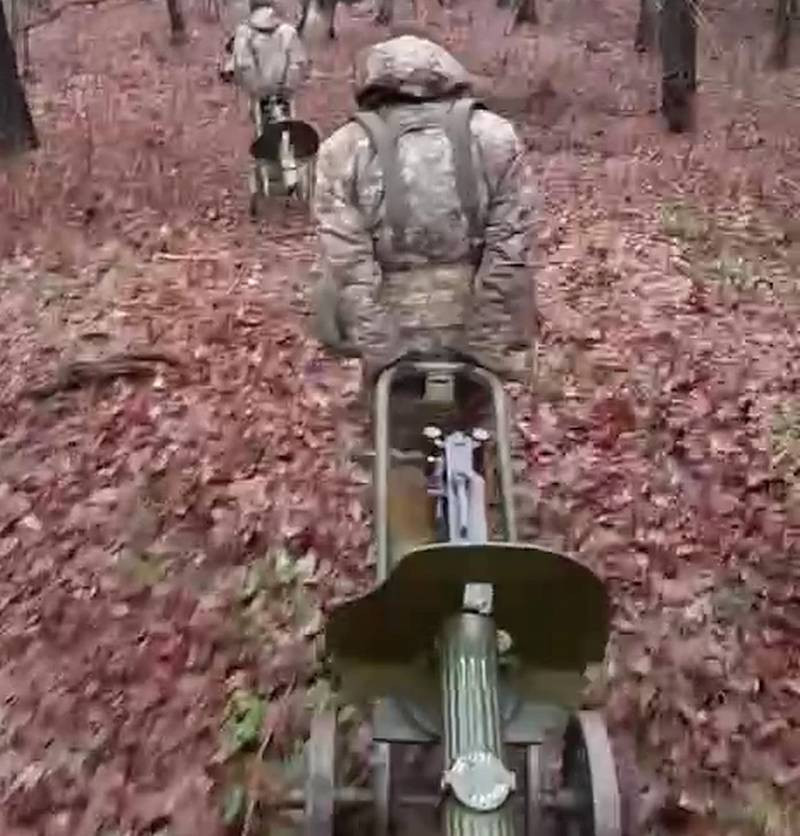 Появились очередные кадры, на которых украинские военные идут на позиции с пулемётами «Максим»