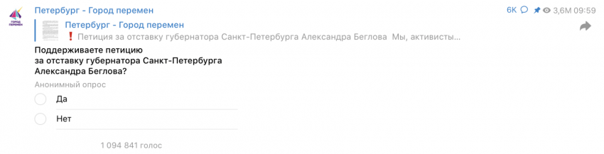 Петиция за отставку Беглова показала высокий уровень недовольства работой губернатора – публицист Голубь
