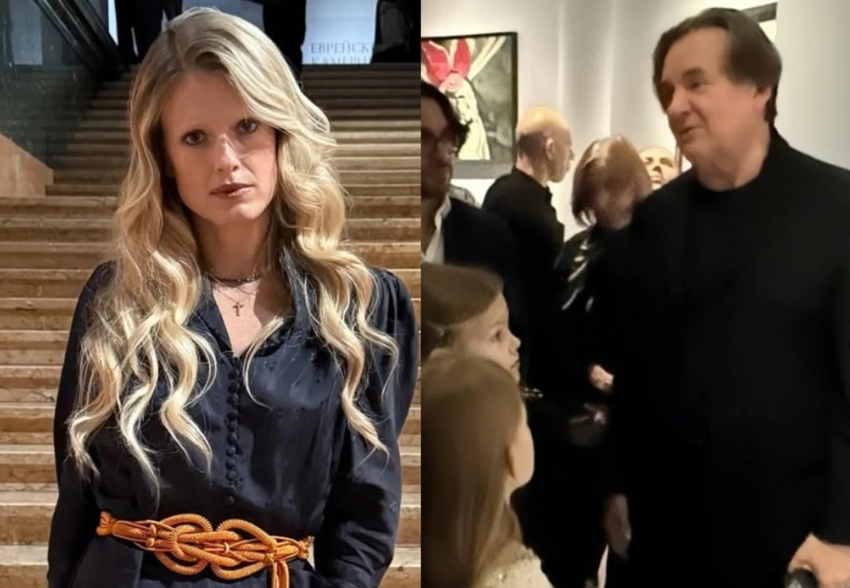 Константин и Софья Эрнст с дочерьми, Владимир Познер, Ольга Любимова на открытии выставки Марка Шагала в Пушкинском музее