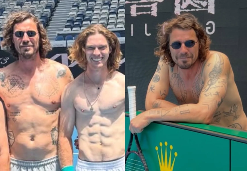 Андрей Рублёв и Марат Сафин снялись на корте с голым торсом